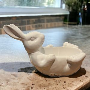 Pottery Barn White Ceramic Bunny, Easter, Spring, Rabbit, Candy Dish,